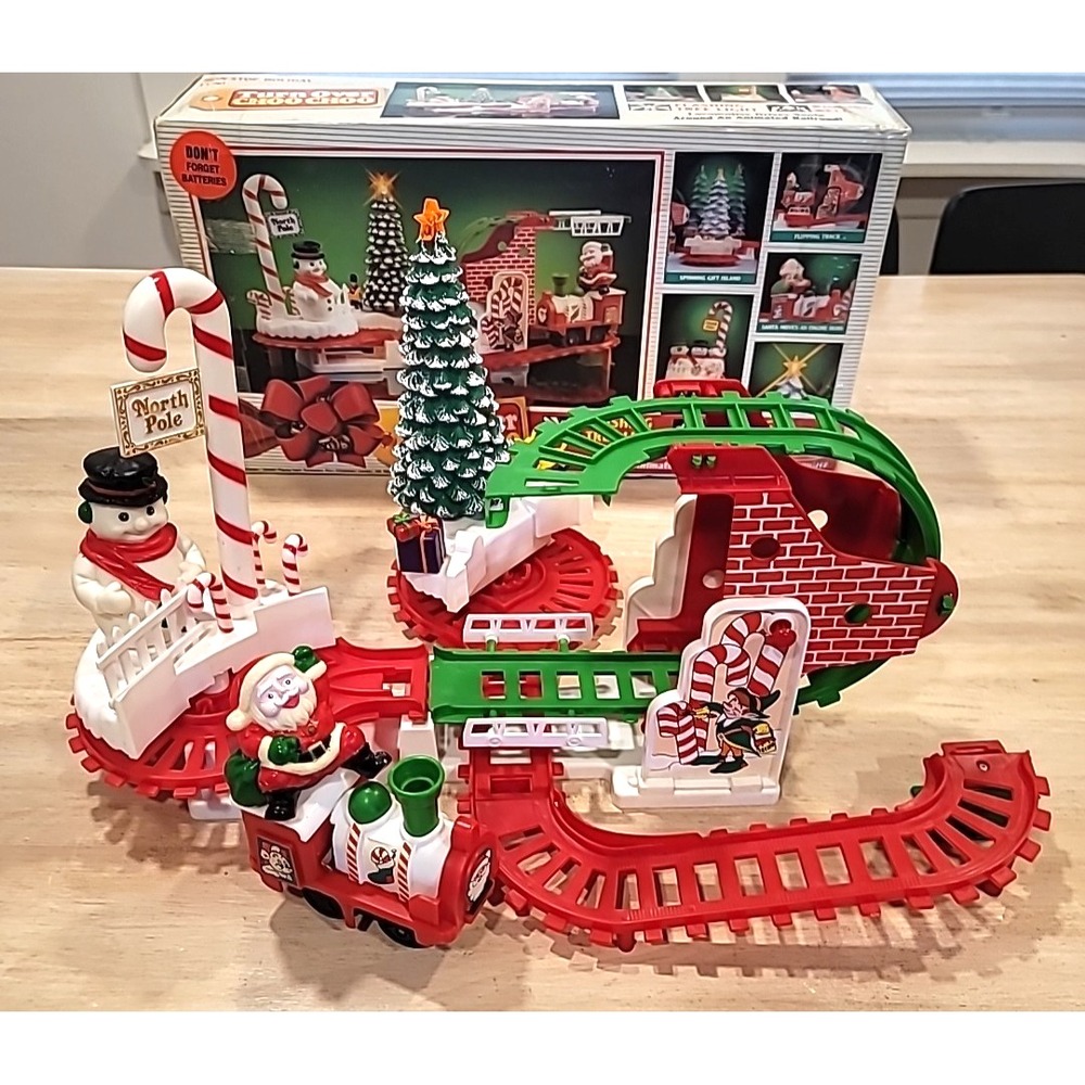 Vintage Turn Over Choo Choo Santa Christmas Train-1991 New Bright Toys